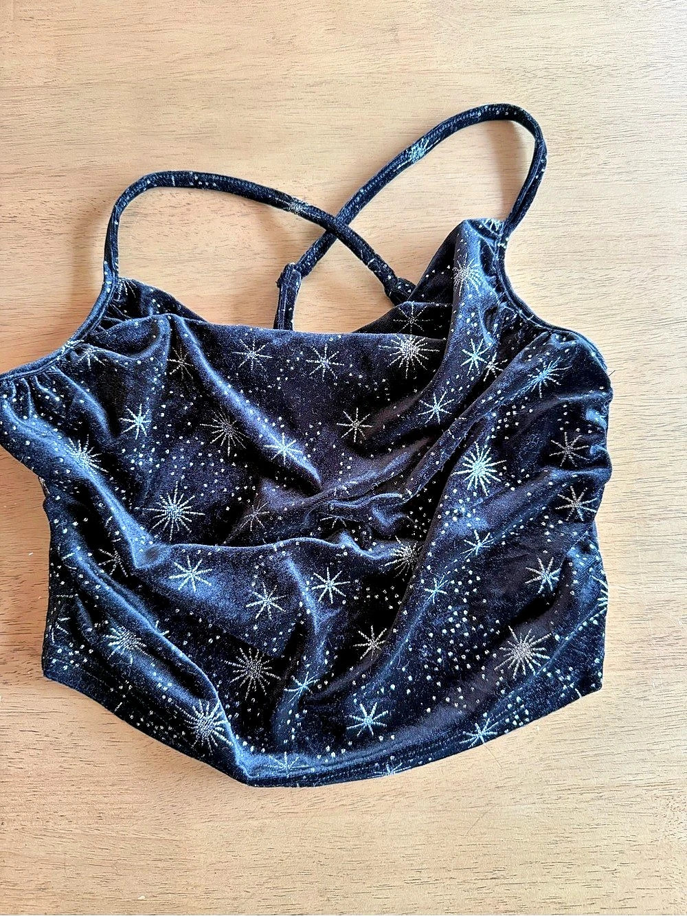 Cider Black Velvet Star Night Sky Cropped Top Size Large
